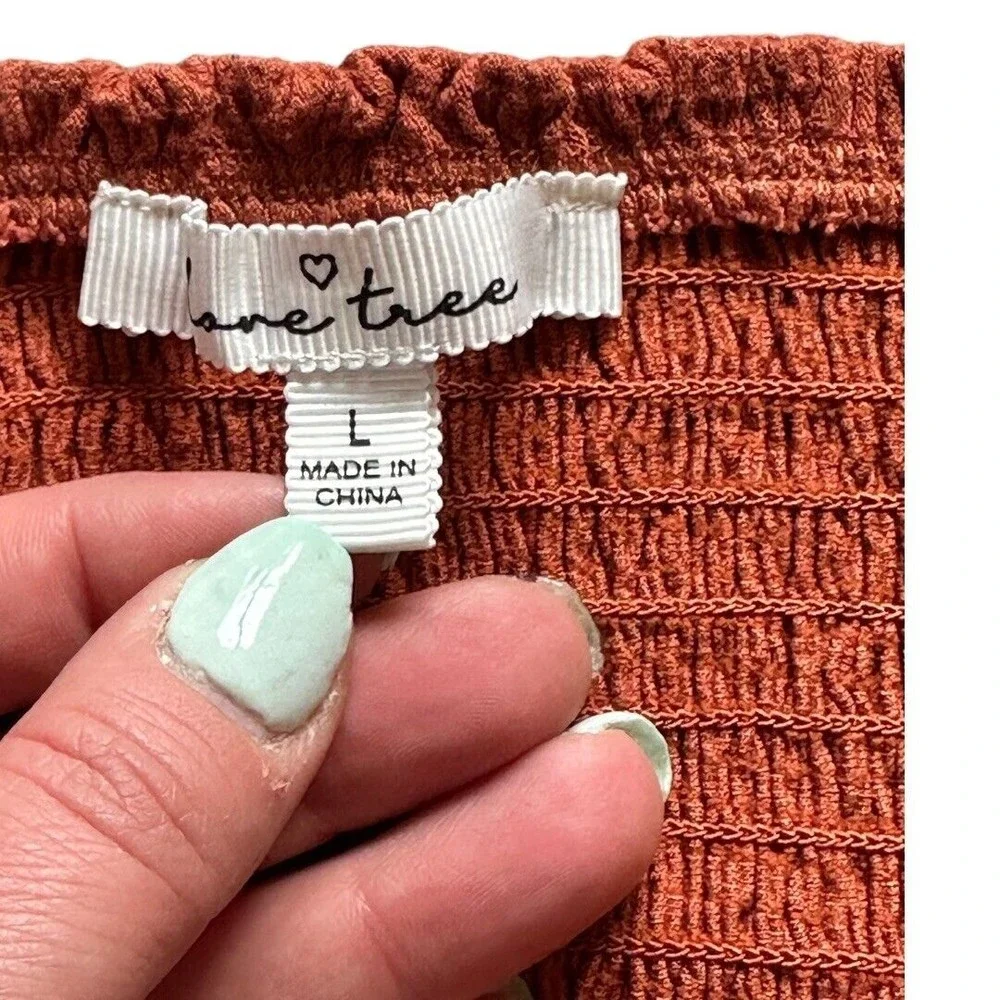 Love Tree Off The Shoulder stretch Burnt Orange Crop top size Large